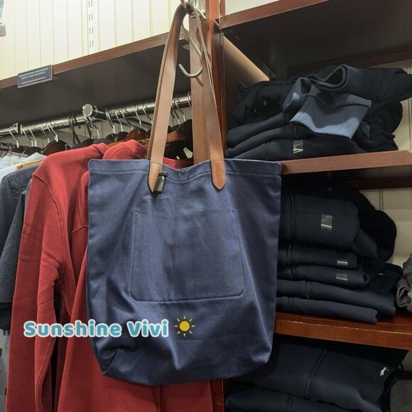 NWT Polo Ralph Lauren Cotton Twill Embroidered FIELD JACKET BEAR Tote Bag Navy - Picture 3 of 4